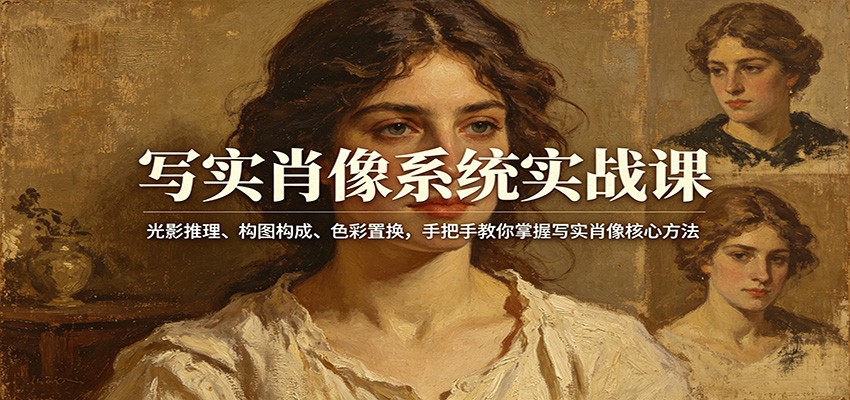 写实肖像系统课，从造型光影推理到构图色彩置换，零基础到进阶全流程示范 - 缩略图
