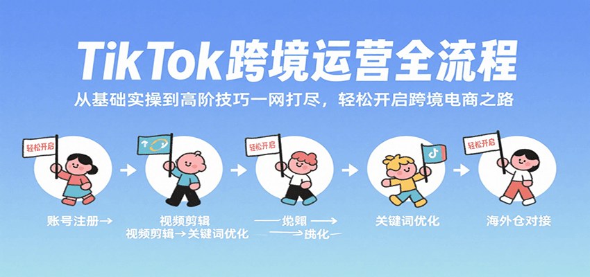 TikTok跨境运营基础到高阶实操课,店铺注册、妙手一件代发、AI选品投流全流程 - 缩略图