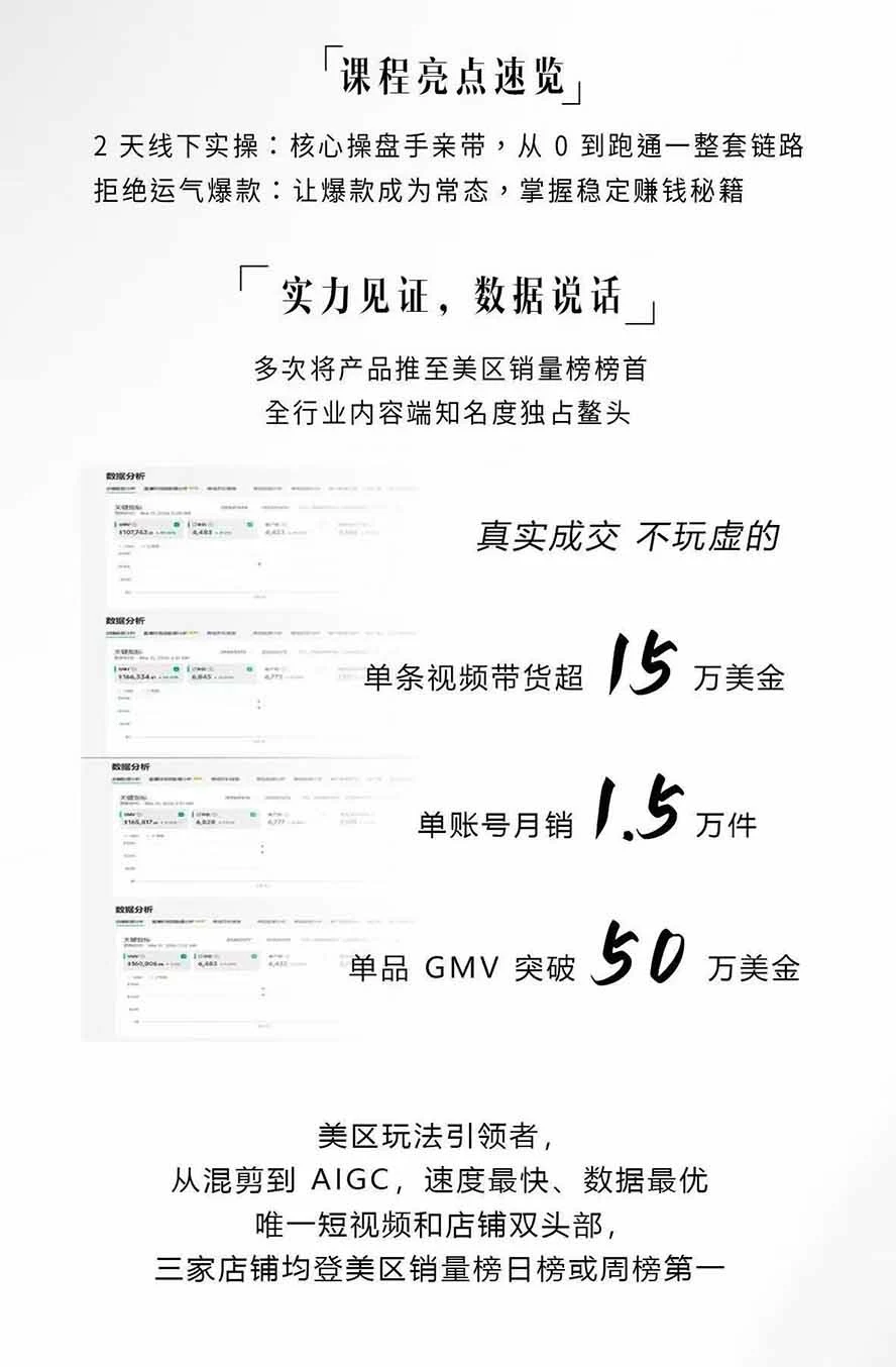 TikTok美区短视频带货线下课回放,AIGC内容生产全流程,单条视频带货15万美金团队亲授 - 插图 2