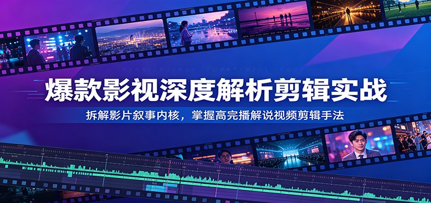 影视深度解析剪辑课，拆解影片内核，讲清文案画面匹配与情绪节奏，做出高完播影评解说视频 - 缩略图