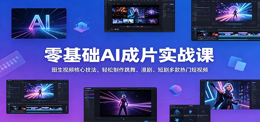 零基础AI成片实战课，图生视频详解，跳舞视频、短剧漫剧制作全流程 - 缩略图