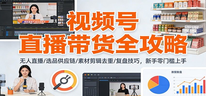 视频号直播带货从0到1,无人直播搭建、选品供应链、素材剪辑去重与多次复盘全流程 - 缩略图