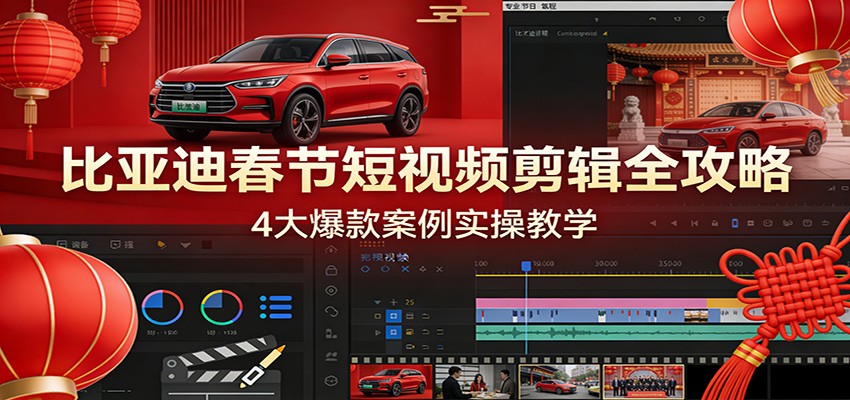 比亚迪车主春节短视频剪辑，4个案例实操，从素材挑选到年味卡点配乐全拆解 - 缩略图