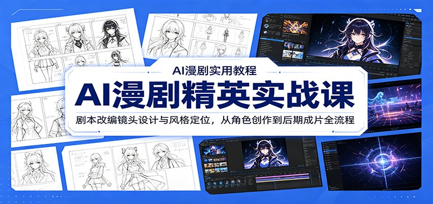 AI漫剧创作全流程实战课，从剧本改编、镜头语言到即梦生成角色场景和后期成片 - 缩略图