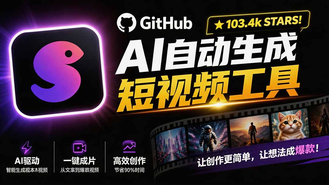 GitHub 103.4k stars的MoneyPrinterTurbo，输入主题自动生成文案配音字幕，批量出短视频 - 缩略图