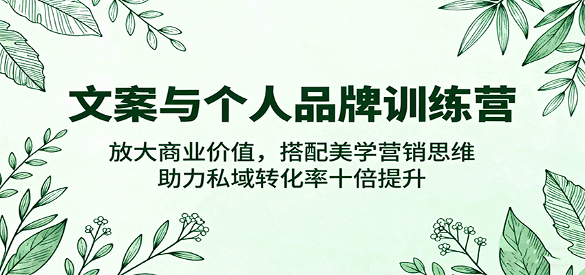 个人品牌文案训练营，朋友圈成交文案加美学营销，私域转化率十倍提升 - 缩略图