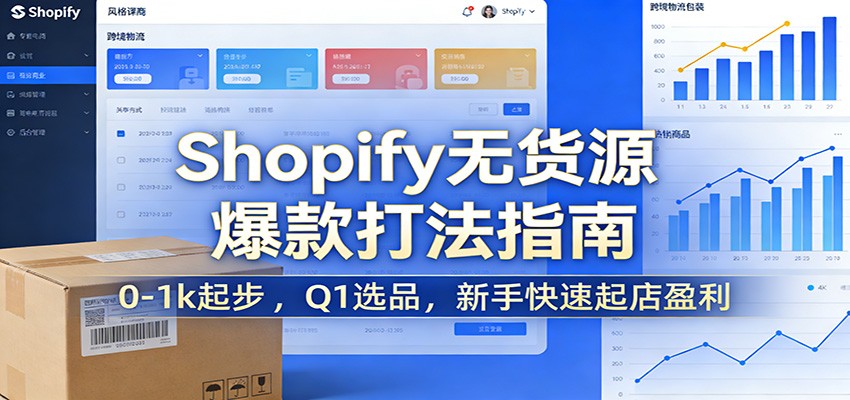 Shopify无货源独立站新手起店，0到1k起步、Q1选品到广告重定向全流程拆解 - 缩略图