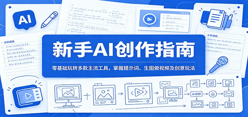 零基础AI创作课，DeepSeek提示词、豆包生图生视频、即梦数字人，十余种创意视频与图文带货玩法 - 缩略图