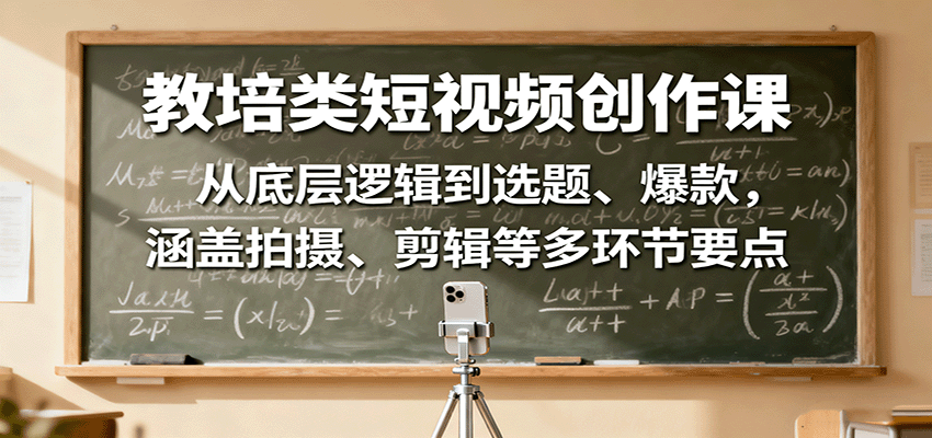 教培人短视频招生课，从找选题找爆款到拍摄剪辑、账号搭建的完整流程 - 缩略图