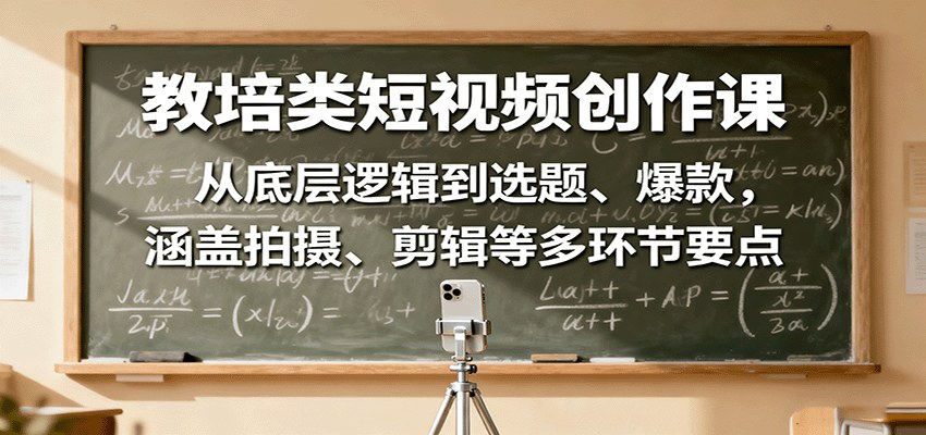 教培人短视频招生课，从找选题找爆款到拍摄剪辑、账号搭建的完整流程 - 缩略图