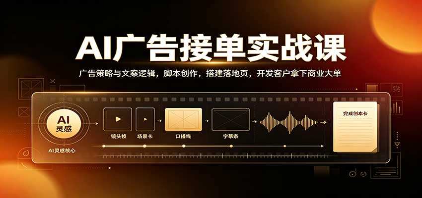 AI广告接单实战，广告策略、文案与VSL脚本，落地页搭建到开发客户，跑通居家接单全流程 - 缩略图