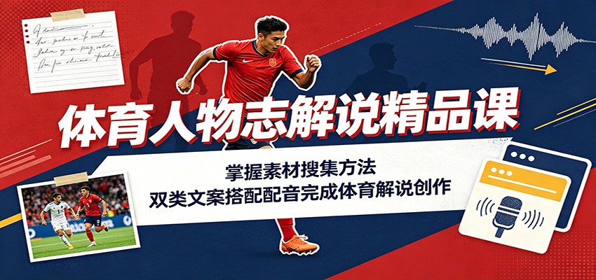 体育明星人物志解说课，素材搜集+新闻分析/人物故事双类文案+配音，6月最新内容 - 缩略图