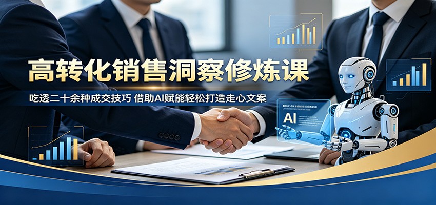 销售洞察课，二十余种成交技巧加AI辅助写文案，线下谈单线上推广私域成交都能用 - 缩略图
