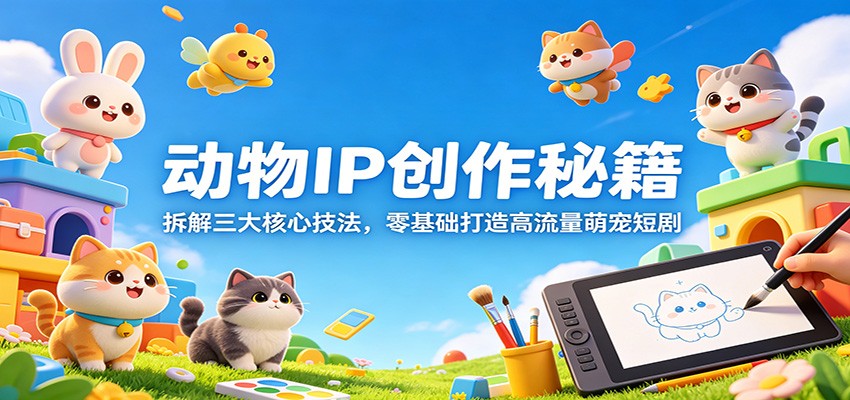 萌宠短剧动物IP孵化课，三大创作技法拆解，零基础套用做爆款涨粉 - 缩略图