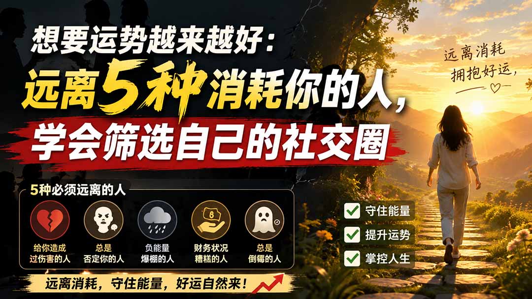 想要运势越来越好，远离这5种消耗你的人，学会筛选自己的社交圈 - 缩略图