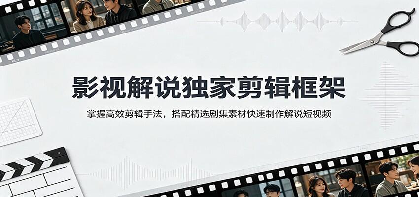影视解说独家剪辑框架，剪辑教程搭配电视剧精选素材，新手套模板也能高效量产 - 缩略图