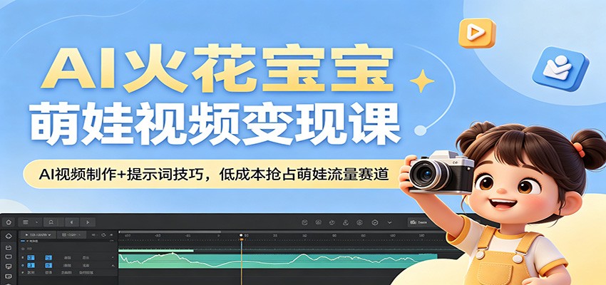 AI萌娃视频实操，火花宝宝提示词和角色一致性，剪映加工到抖音快手多平台变现 - 缩略图