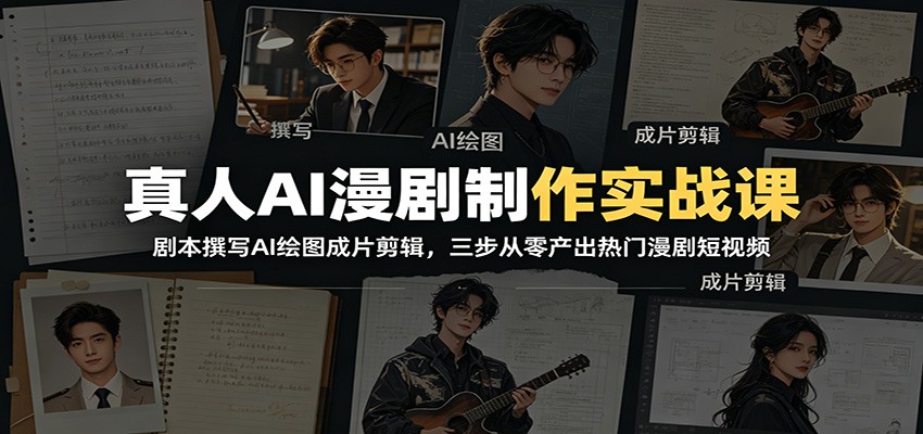 真人AI漫剧制作全流程，剧本撰写+AI绘图+成片剪辑三步从零产出短视频 - 缩略图