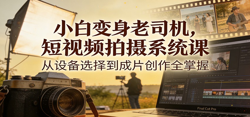 小白短视频拍摄系统课，从设备镜头省钱选择到收音用光构图，自媒体短片采访专题片实战拆解 - 缩略图