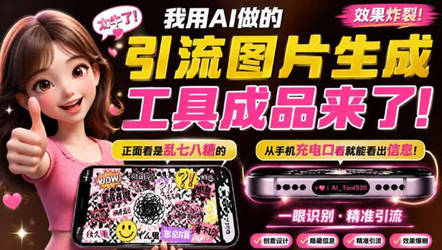 自媒体引流新玩法，微信号藏进图片里，正面是乱码，手机放平从充电口角度看才显原形 - 缩略图