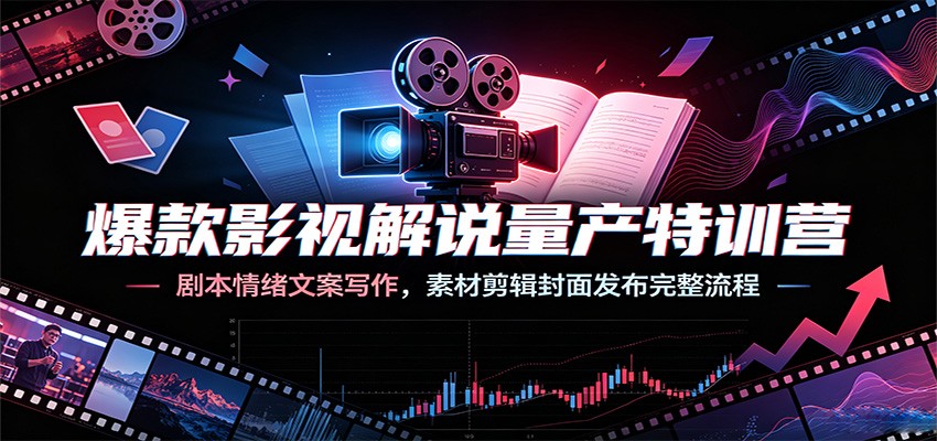 影视解说爆款量产课，从剧本情绪文案到素材剪辑封面发布全流程，附中视频申请 - 缩略图