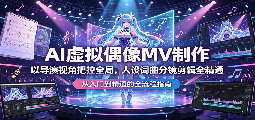 AI虚拟偶像MV制作全流程，导演视角的人设词曲分镜剪辑实操课 - 缩略图