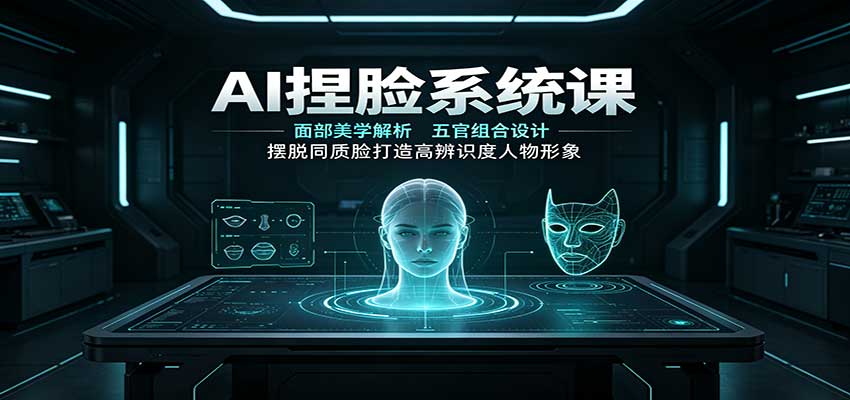 AI捏脸系统课，面部美学解析与五官组合设计，摆脱同质脸做出高辨识度AI人物 - 缩略图