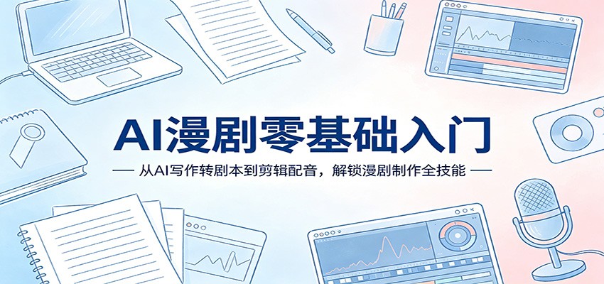 AI漫剧零基础入门，从AI写作转剧本到绘图分镜、剪辑配音全流程 - 缩略图