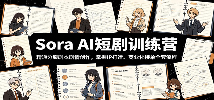 Sora AI短剧训练营，分镜剧本、角色一致性、批量生成到IP打造与商业接单全流程 - 缩略图