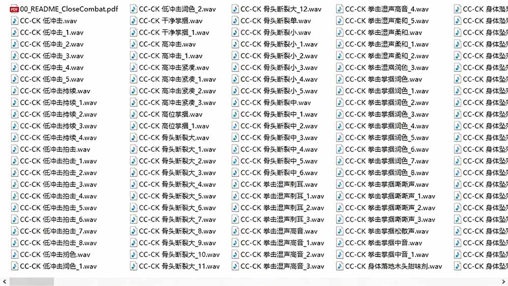 Close Combat 音效素材文件列表