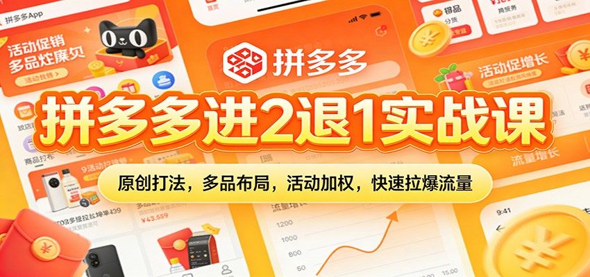 拼多多进2退1实操课,多品布局加21863活动加权,跑通高投产到赛马拉爆全流程 - 缩略图