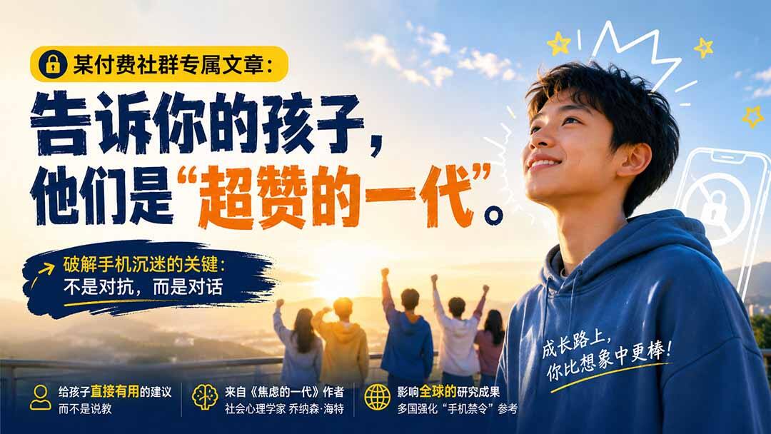 孩子沉迷手机怎么办，直接讲给孩子听的一套方法，来自《焦虑的一代》作者乔纳森·海特 - 缩略图