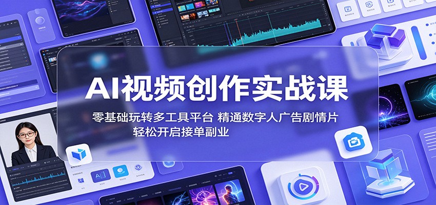零基础AI视频创作实战课，即梦、Seedance、Gemini多工具实操，数字人广告和剧情片接单 - 缩略图