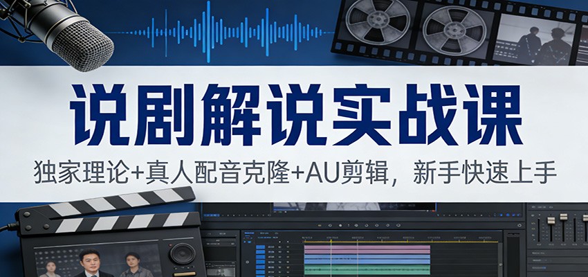 说剧解说实战课，情思独家文案加真人声音克隆与AU剪辑全流程 - 缩略图