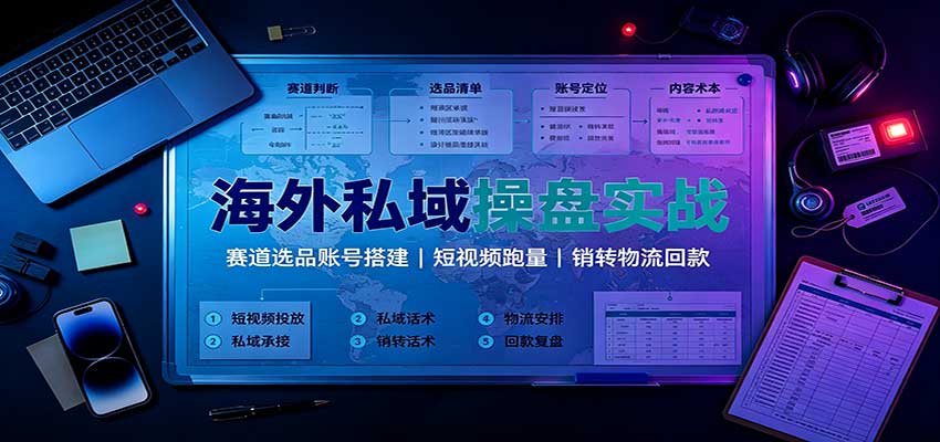 海外私域操盘课，TikTok、ins、Facebook快速起号，爆款短视频跑量与销转物流回款全流程 - 缩略图