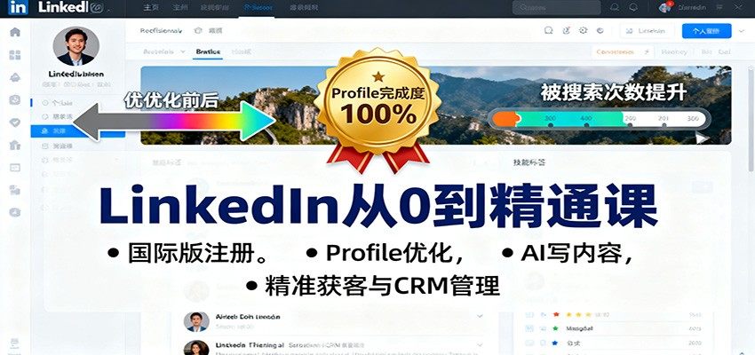 LinkedIn国际版外贸获客实操课,从注册防封、Profile优化到Sales Navigator搜索客户与CRM跟进 - 缩略图