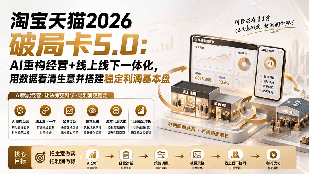 淘宝天猫2026破局卡5.0，AI重构经营与线上线下一体化，用数据看清生意、搭建稳定利润基本盘 - 缩略图