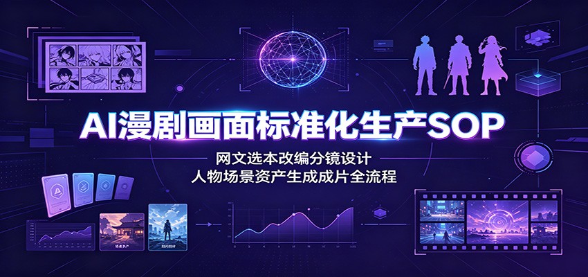 AI漫剧标准化生产SOP，网文选本、剧本改编到人物场景资产与成片全流程 - 缩略图