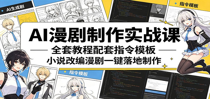AI漫剧制作实战课，从网文下载、剧本改写、配音到成片，附全套指令模板和男频女频爆款开头文案 - 缩略图