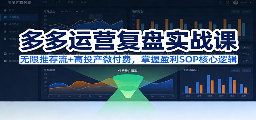 拼多多运营复盘实战课，无限推荐流盈利SOP、高投产微付费、暴力起店玩法拆解 - 缩略图