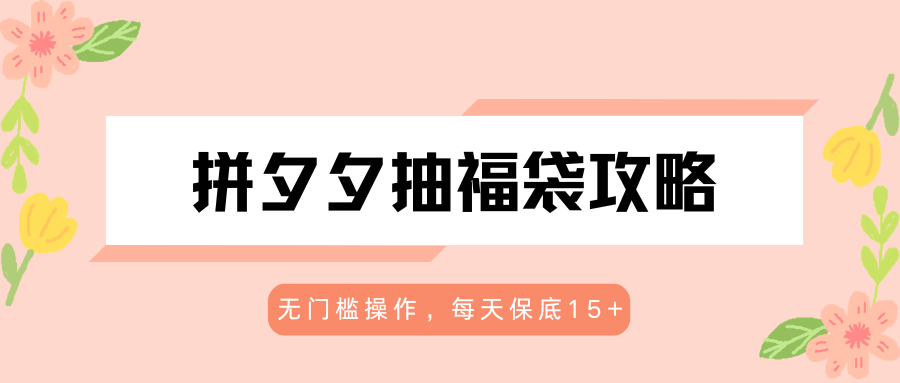 拼多多抽福袋无门槛玩法，每天保底15+，账号越多收益越高 - 缩略图