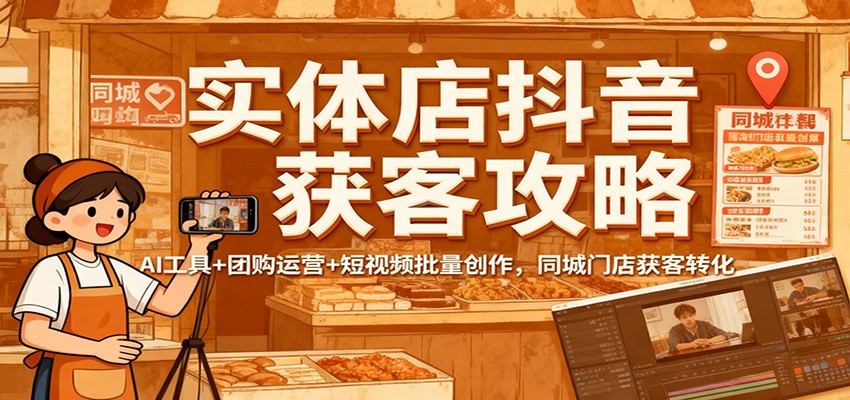 实体店抖音同城获客实战课,剪映数字人+DeepSeek批量产短视频,抖音来客团购运营转化SOP - 缩略图