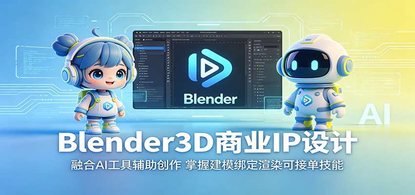 Blender 3D人物IP商业实战，MJ和SD辅助从建模、UV、绑定到渲染，学完可独立接单 - 缩略图