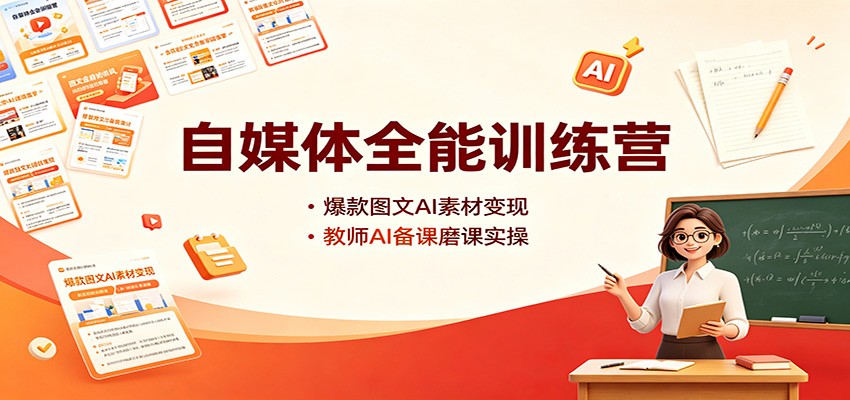 自媒体全能训练营14期，AI爆款图文变现与教师AI备课磨课实操 - 缩略图