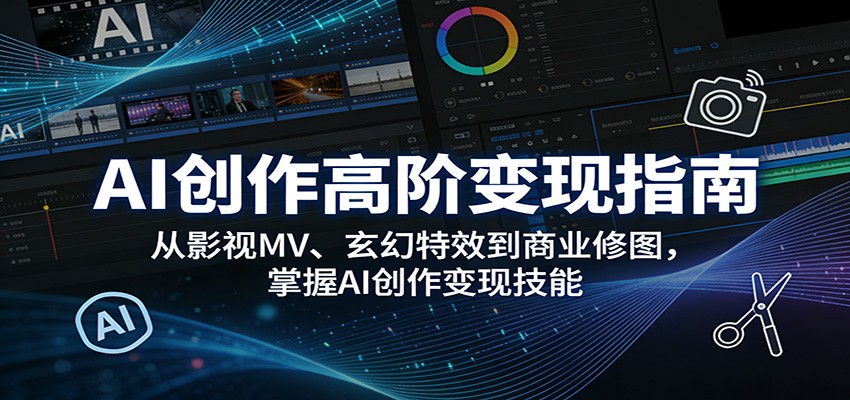 AI创作高阶变现课，MV特效到商业修图50+案例，即梦工具与提示词智能体实操 - 缩略图
