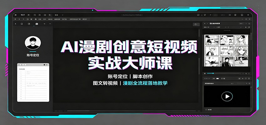 AI漫剧短视频实战课，从账号定位、脚本创作到图文转视频、剪映配音成片，七步生产流程拆解 - 缩略图