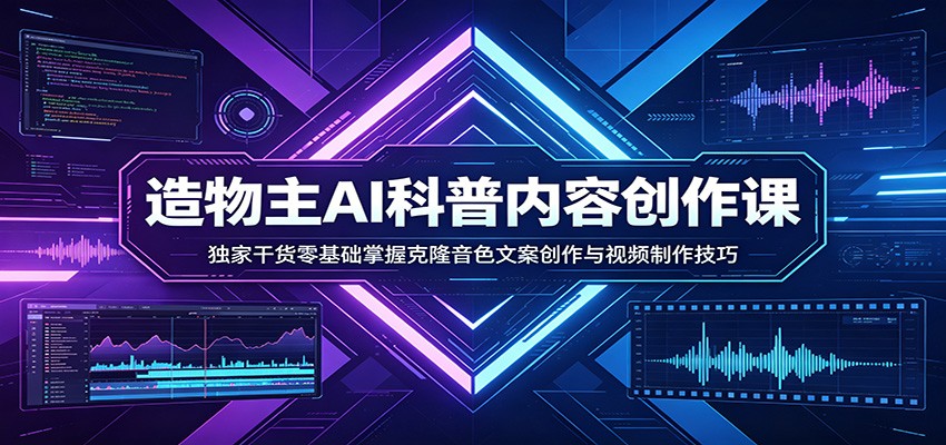 造物主AI科普视频创作课，零基础学音色克隆、文案创作到成片全流程 - 缩略图