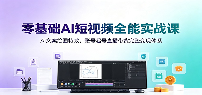 AI短视频全能实战课，零基础用DeepSeek+即梦AI批量做文案图片视频，剪映特效起号直播带货变现 - 缩略图