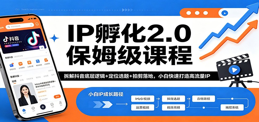 抖音IP孵化2.0保姆级课，定位选题到拍摄剪辑落地，小白从0到1做高流量IP - 缩略图