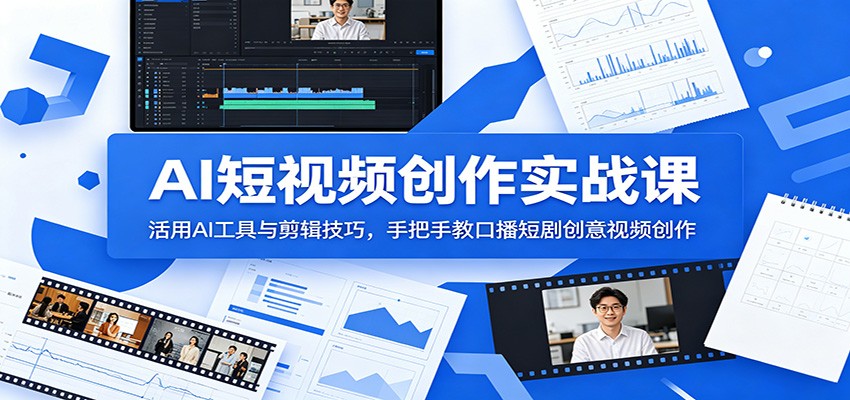 AI短视频创作实战课，提示词到剪辑全流程，口播带货、实体店宣传和短剧都能套用 - 缩略图